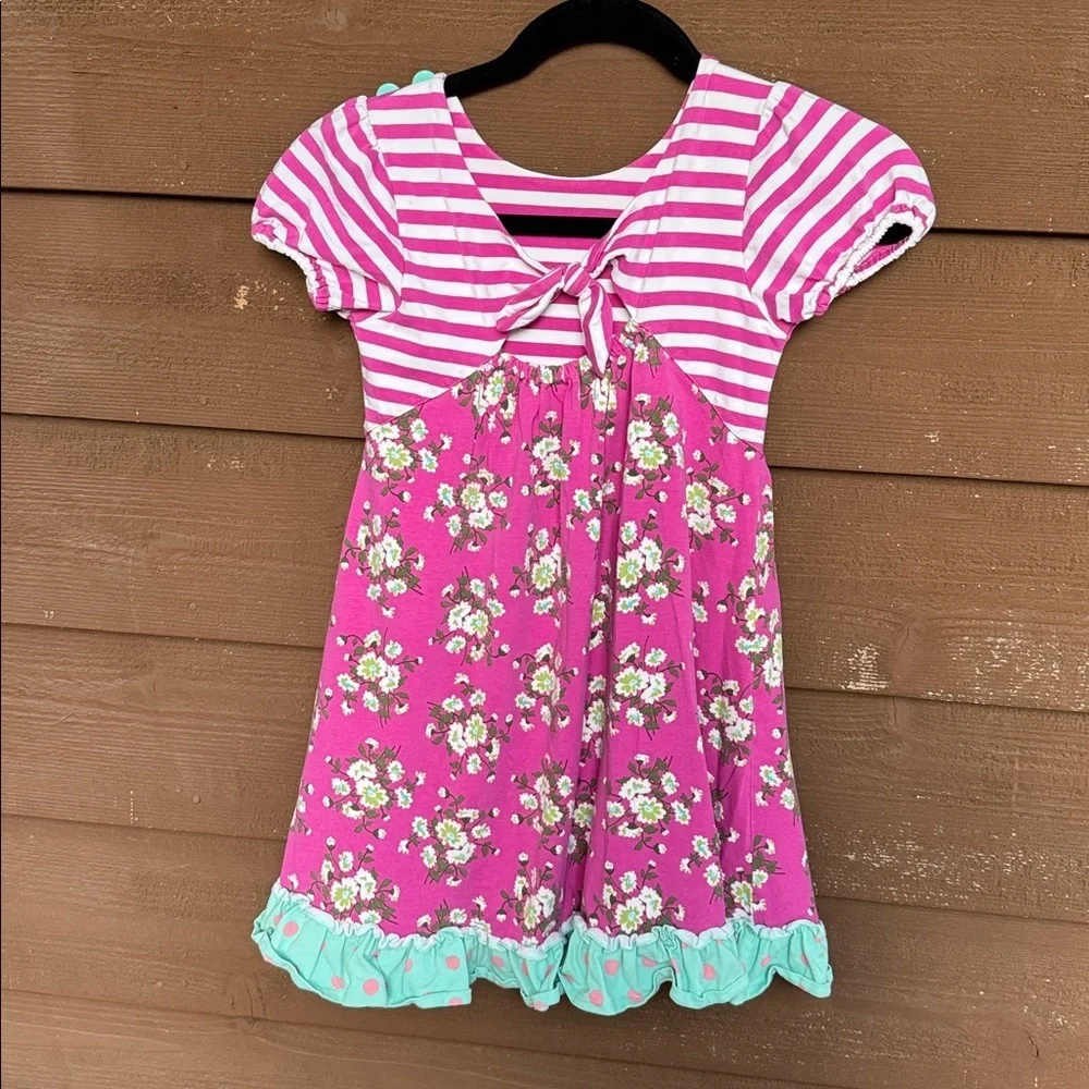 Matilda Jane Pink Striped Floral Dress size 8